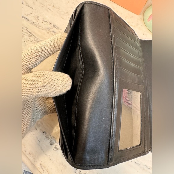 Coach Vintage Y2K Black Monogram Fabric & Leather Full Size Snap Open Wallet - Picture 8 of 12